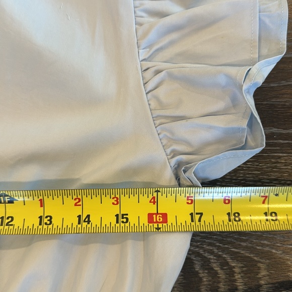 TCEC NWT Women’s Wrap Top Blue Size M Flutter Sleeves Elastic Waist V Neck - Picture 10 of 12